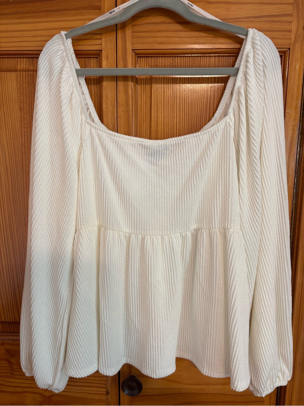 ARULA Cream Ribbed Long-Sleeve Peplum Top - Picture 4 of 6
